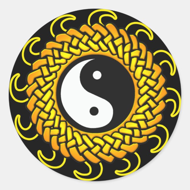 Yin Yang Braided Sun Runder Aufkleber (Vorderseite)