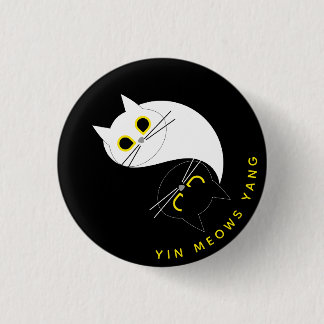 Yin Yang Cat Abzeichen - Zen & Sass Black & White  Button