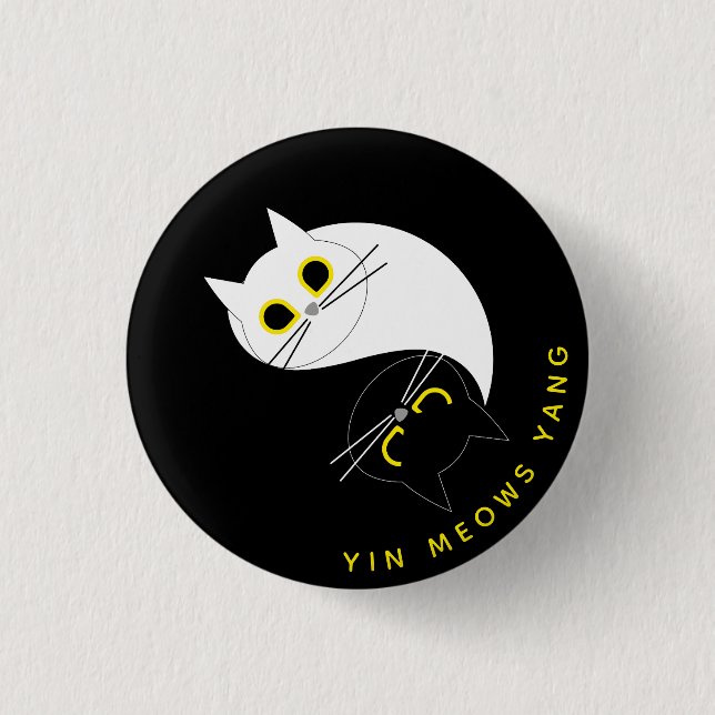 Yin Yang Cat Abzeichen - Zen & Sass Black & White  Button (Vorderseite)