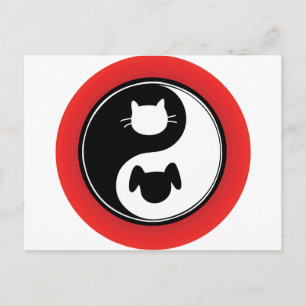 Yin Yang Cat Dog Postkarte