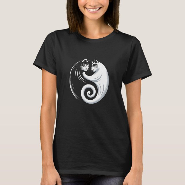 Yin Yang Cat Funny I Liebe My Cats Pet Owner Costu T-Shirt (Vorderseite)