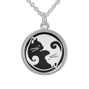 Yin Yang Cat Necklace Sterling Silberkette