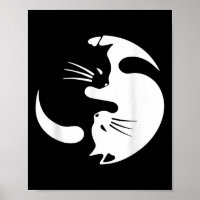 Yin Yang Cat Symbol Niedlich Schwarz-Weiß-Katze