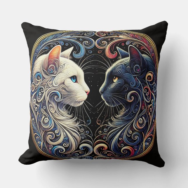 Yin Yang Cats Artwork Kissen (Vorderseite)