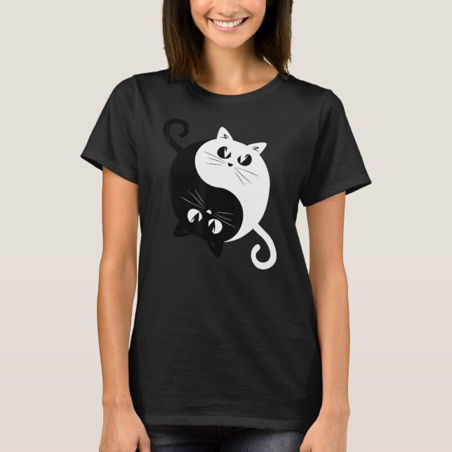 Yin Yang Cats Funny Niedlich Kittens Ying Yang T-Shirt (Vorderseite)