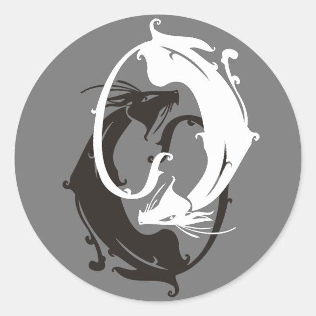 Yin Yang Cats Runder Aufkleber (Vorderseite)