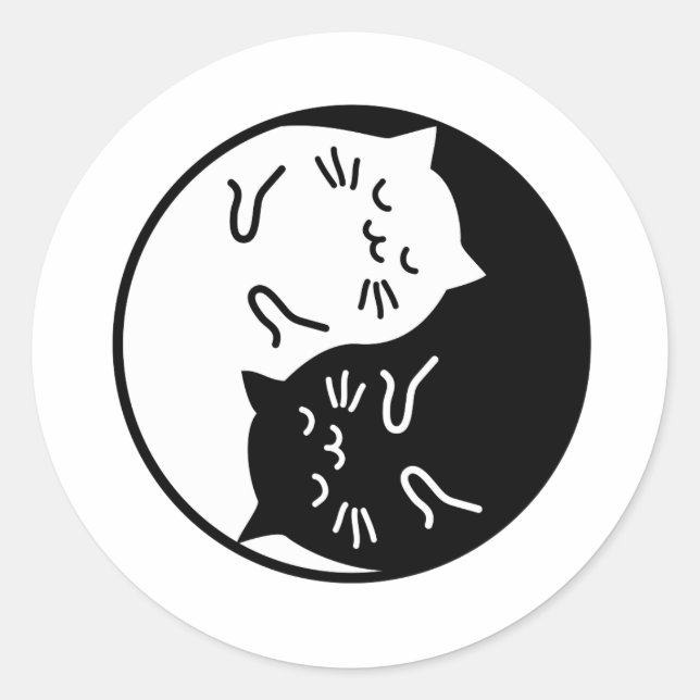 Yin Yang Cats Runder Aufkleber (Vorderseite)