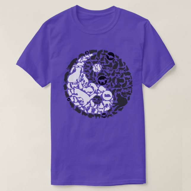 Yin Yang Cats, schwarz, weiß, zen T-Shirt (Design vorne)