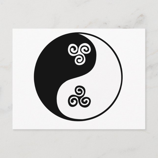 Yin Yang Celtic Tri Spiral Postkarte (Vorderseite)