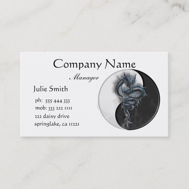 Yin Yang Chinese Dragon Business Card Visitenkarte (Vorderseite)
