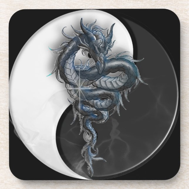 Yin Yang chinesische Drache-Korken-Untersetzer Untersetzer (Vorderseite)