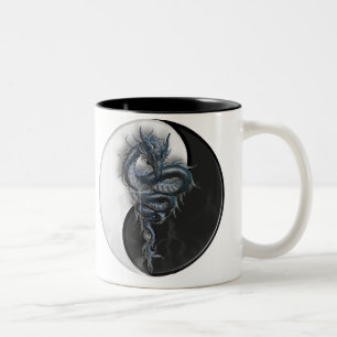 Yin Yang chinesische Drache-Tasse Zweifarbige Tasse