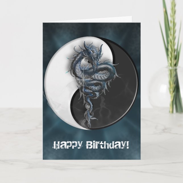 Yin Yang chinesischer Drache-kundengerechte Karte (Vorderseite)