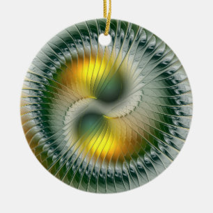 Yin Yang Christmas Colors Abstraktes Fraktal Art Keramik Ornament
