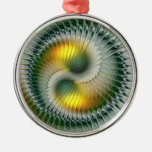 Yin Yang Christmas Colors Abstraktes Fraktal Art Ornament Aus Metall