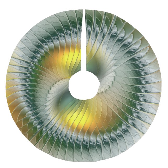 Yin Yang Christmas Colors Abstraktes Fraktal Art Polyester Weihnachtsbaumdecke (Vorderseite)