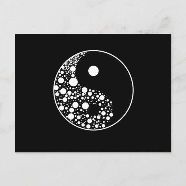 Yin Yang Circles Black and White Harmony Zen Gesch Postkarte (Vorderseite)