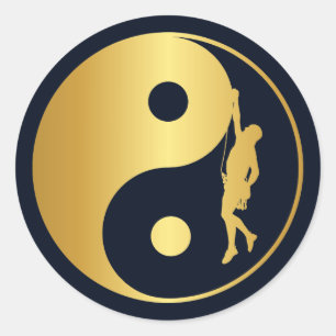 Yin & Yang Climber (Gold) Runder Aufkleber