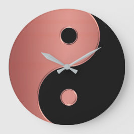 Yin Yang Clock in Kupfer oder Clay und Black Große Wanduhr