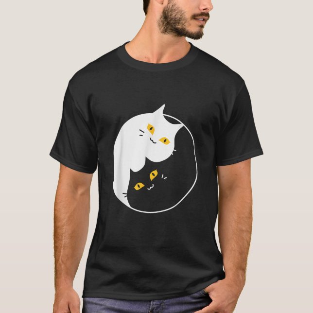 Yin Yang Cute Cat Animal Cat Spiritual Pet Kitty   T-Shirt (Vorderseite)