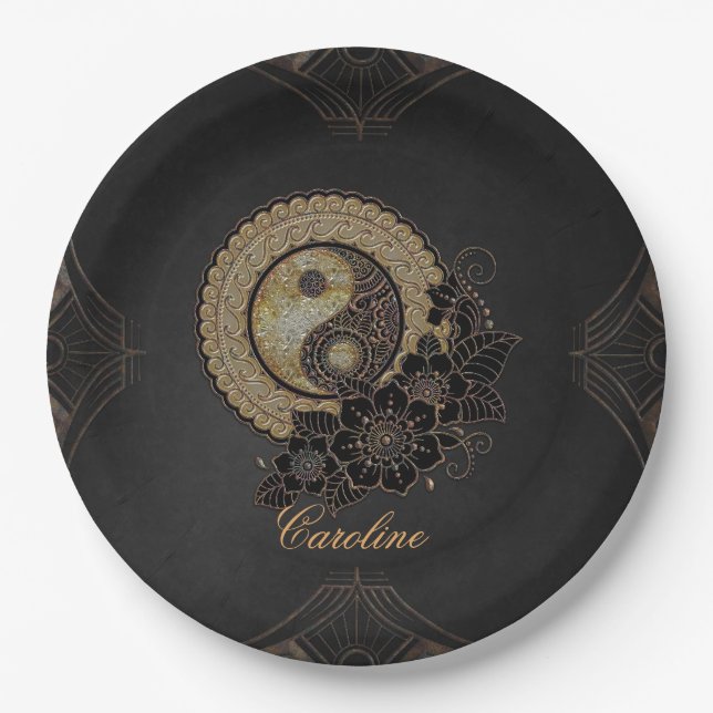 Yin Yang das Symbol für Balance Pappteller (Vorderseite)