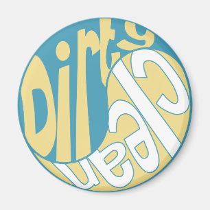 Yin Yang Dirty Clean Geschirrspüler Magnet Yellow/