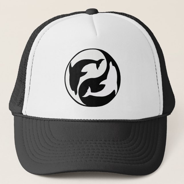 Yin Yang Dolphin Hat Truckerkappe (Vorderseite)