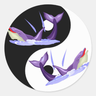 Yin Yang Dolphins Runder Aufkleber