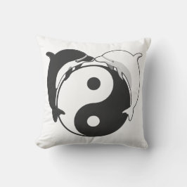 Yin Yang Dolphins Schwarz/Weiß Kissen