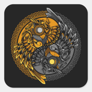 Yin-Yang-Doodle-Ornament Quadratischer Aufkleber