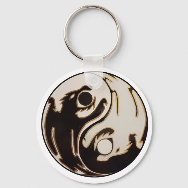 Yin Yang Double Dragon Schlüsselanhänger (Vorderseite)