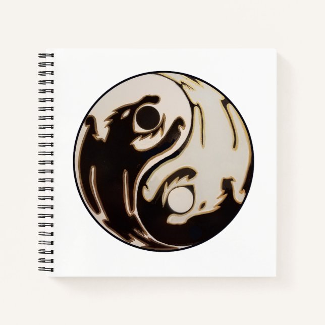 Yin Yang Double Dragon Spiral Notebook Notizbuch (Vorderseite)