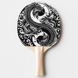 Yin Yang-Drache in Schwarzweiß personalisiert Tischtennis Schläger