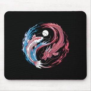 Yin Yang Drache Und Koi Fusion Lustiger Zen Yoga F Mousepad