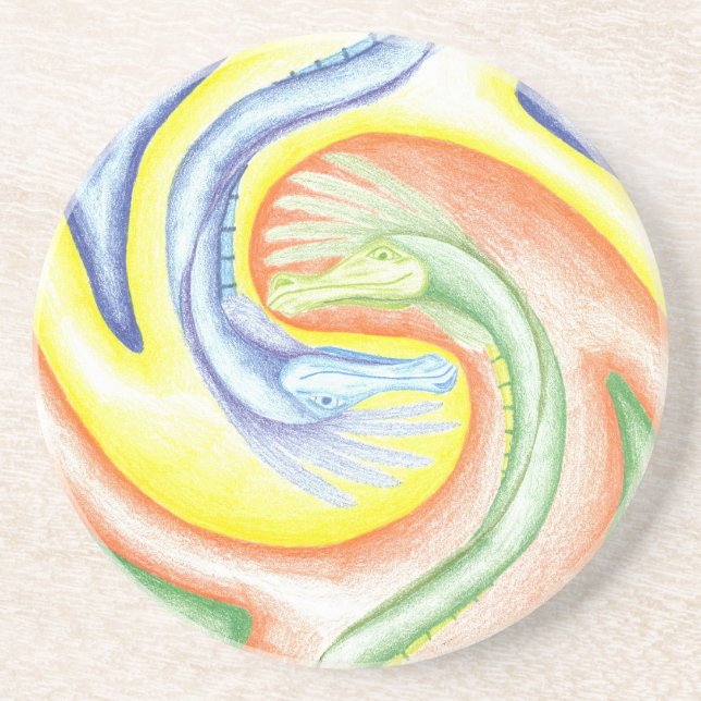 Yin-Yang Drache-Untersetzer Untersetzer (Vorne)