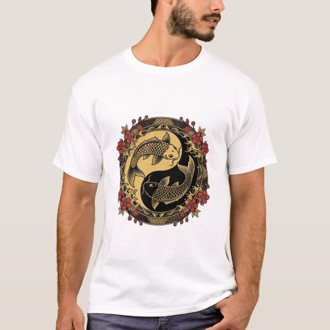 Yin Yang Drachen Grafik T-Shirt (Vorderseite)
