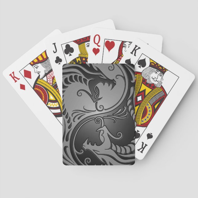 Yin Yang Drachen, Grau und Schwarzes Spielkarten (Rückseite)