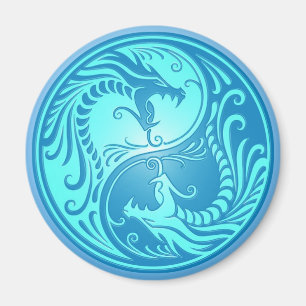 Yin Yang Drachen, hellblau Magnet