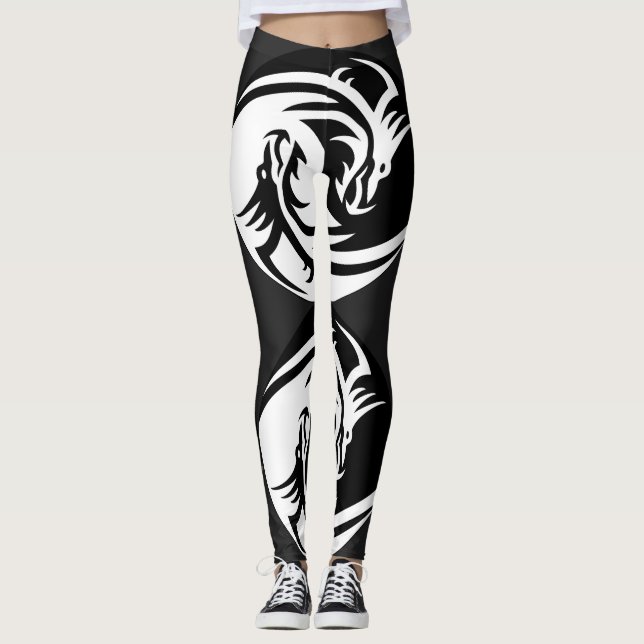 Yin Yang Drachen Leggings (Vorderseite)