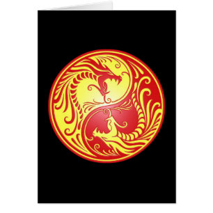 Yin Yang Drachen, Rot und Gelb