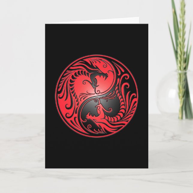 Yin Yang Drachen, Rot und Schwarzes Karte (Vorderseite)