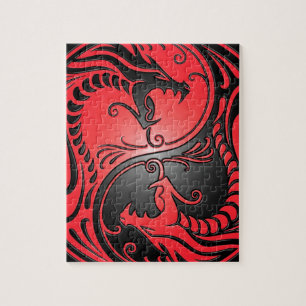 Yin Yang Drachen, Rot und Schwarzes Puzzle