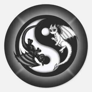Yin Yang Drachen Runder Aufkleber