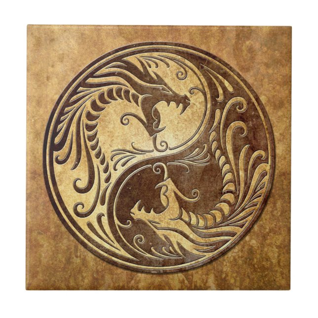 Yin Yang Drachen, Stein Fliese (Vorderseite)