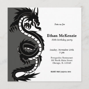 Yin Yang Dragon Birthday Thema Einladung