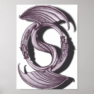 Yin Yang Dragon Bleistift Poster
