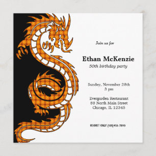 Yin Yang Dragon Geburtstagsthema Einladung