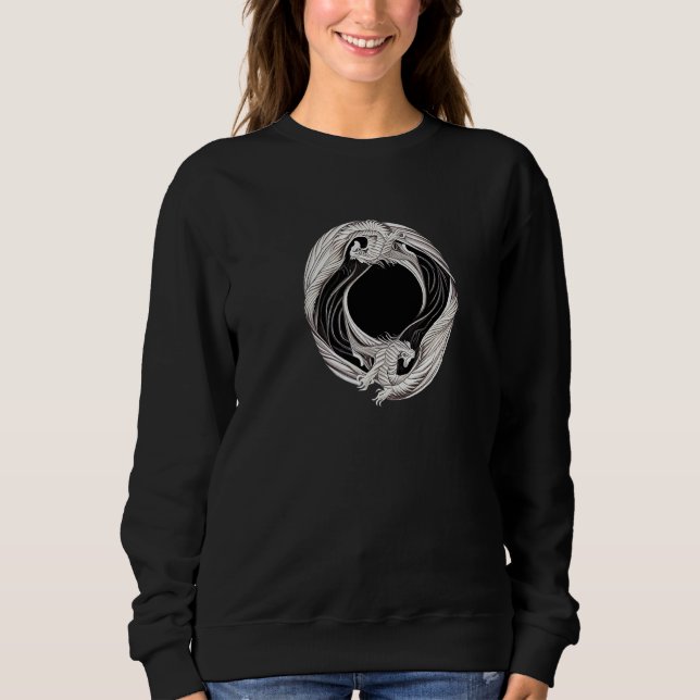 Yin Yang Dragon Japanese Dragons Asian Style Ying  Sweatshirt (Vorderseite)