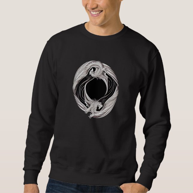 Yin Yang Dragon Japanese Dragons Asian Style Ying  Sweatshirt (Vorderseite)