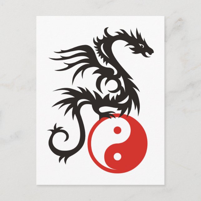 Yin & Yang Dragon Postkarte (Vorderseite)